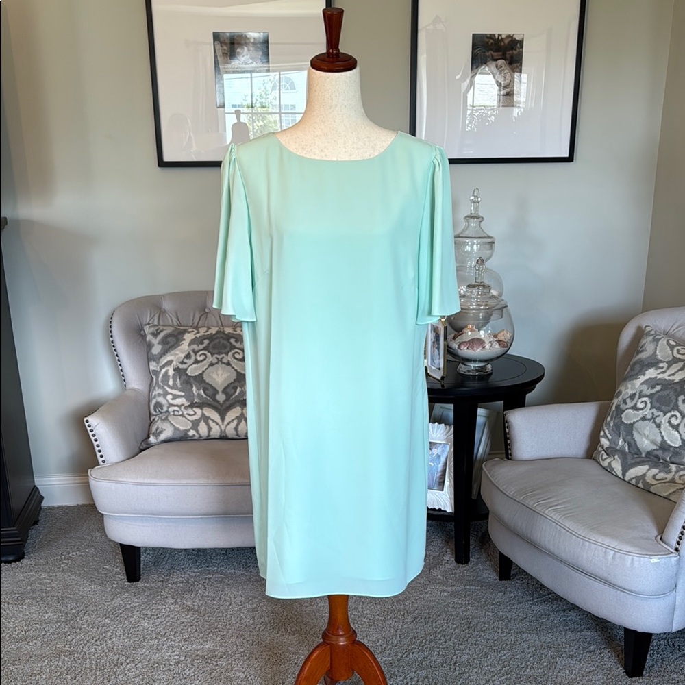 Gianni Bini Green Sheath Dress with Flutter Sleeves
